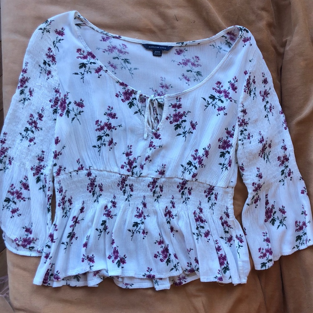 American Eagle Outfitters Floral Fit & Flare Top